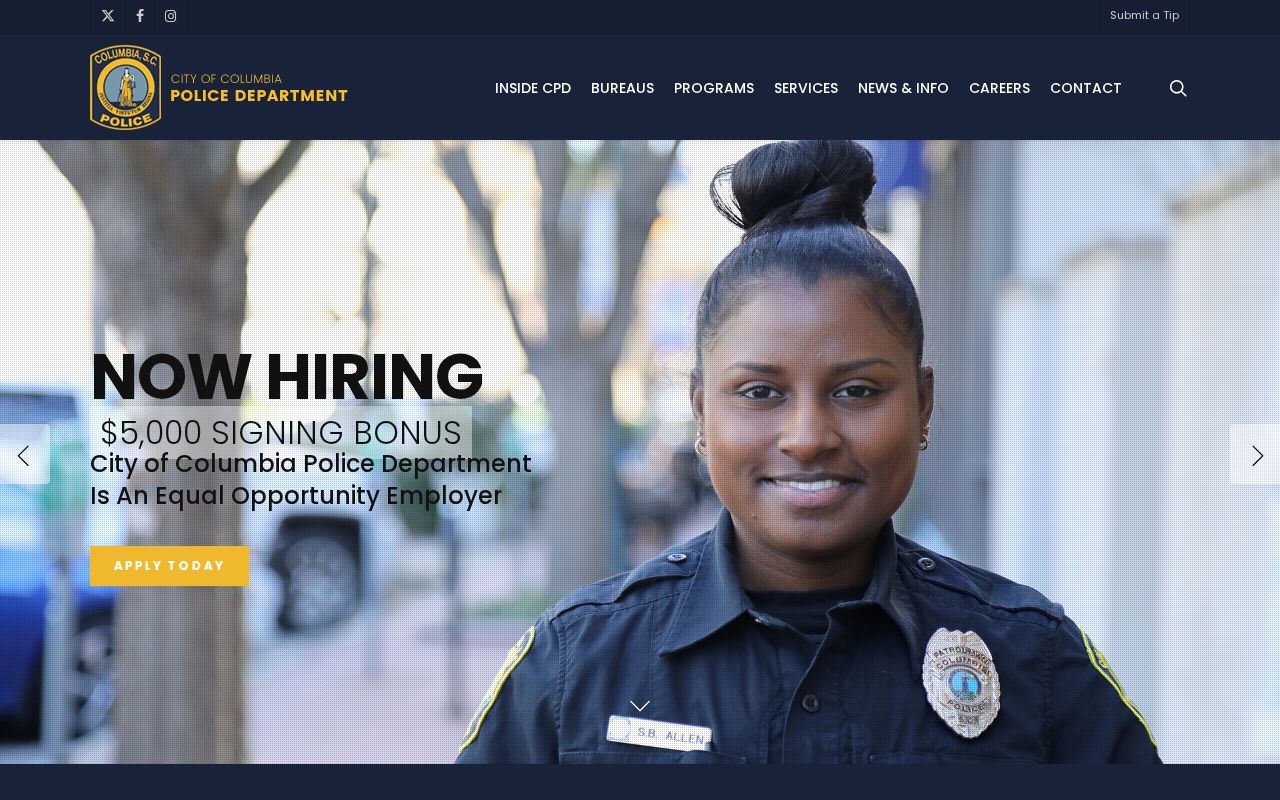 Columbia criminal records source at the Columbia Police Department