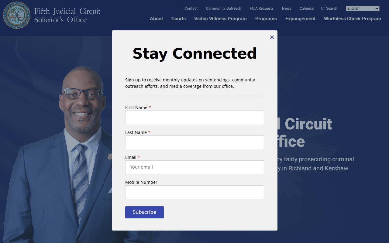 Fifth Judicial Circuit Solicitor information for Richland County criminal court cases